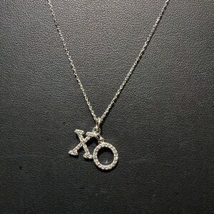 14K White Gold XO Pendant Necklace